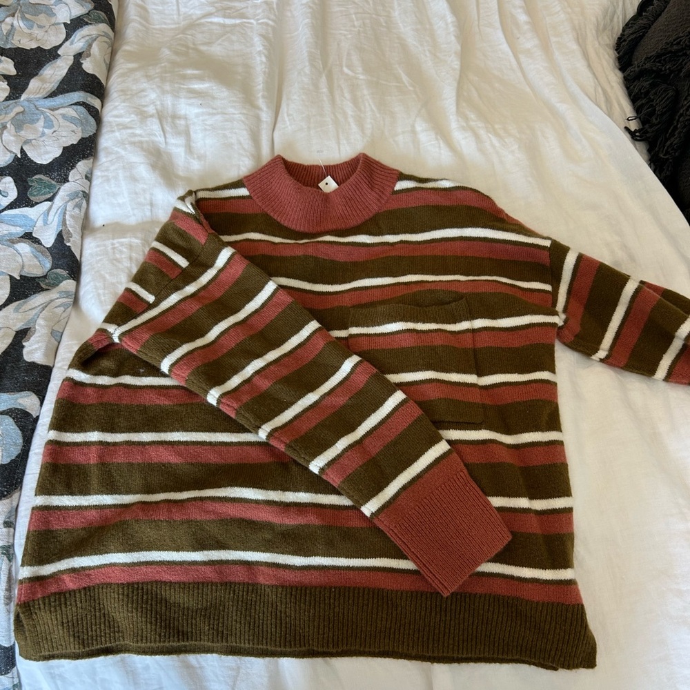 Madewell Brown and Pink Crewneck Sweater